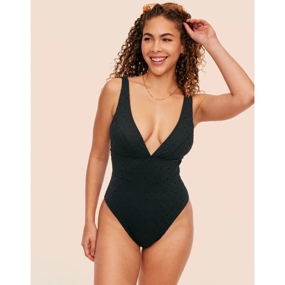 New! Adore Me Black Melony Contour One Piece Swimsuit Size Small 41831